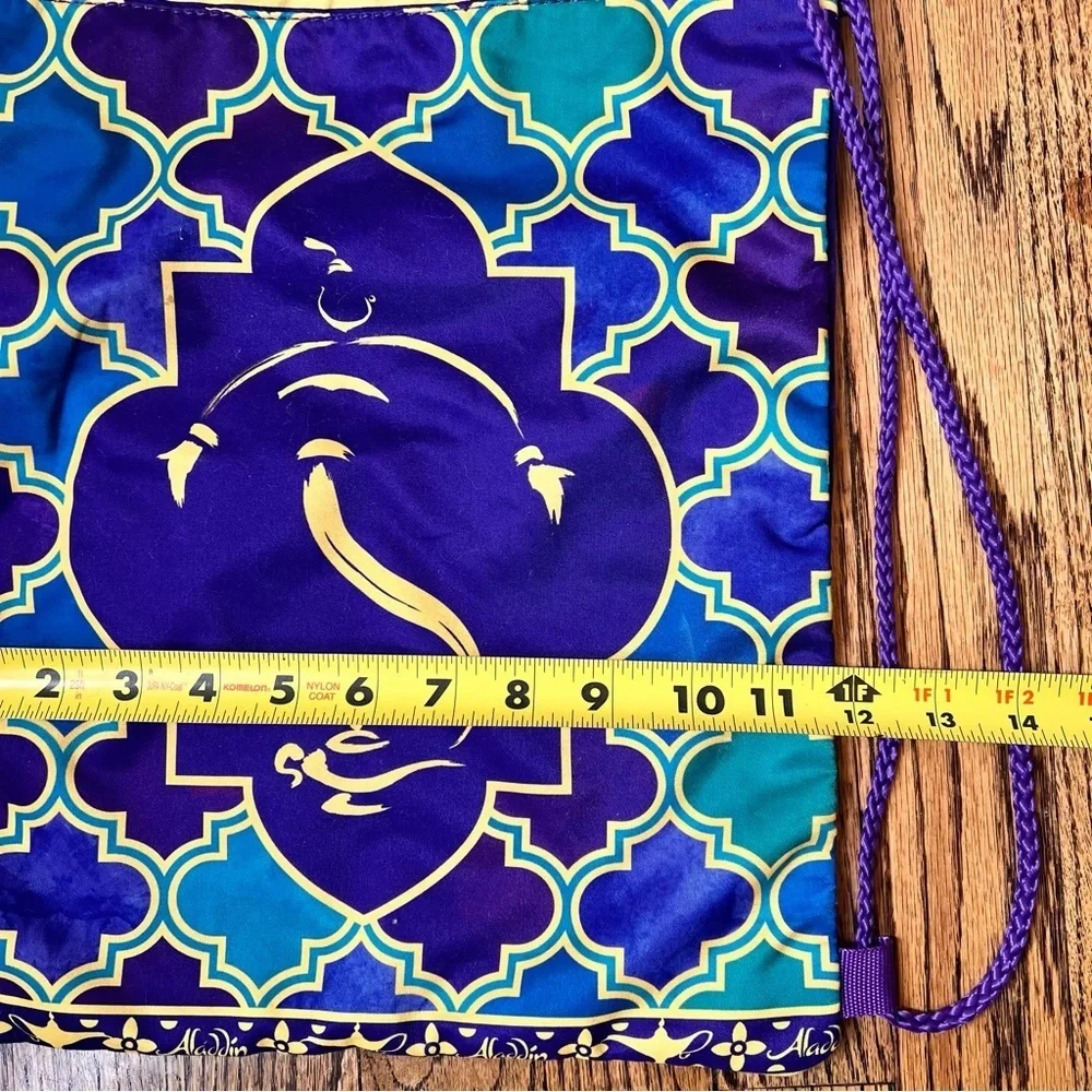 Disney Aladdin Jasmine Genie Cinch Drawstring Bag Backpack Purple Blue 14inx12in